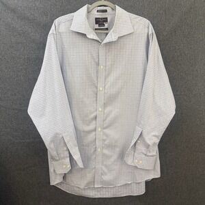 Black Brown 1826 Men's Classic Fit Blue Plaid Dress Shirt Size 18-34